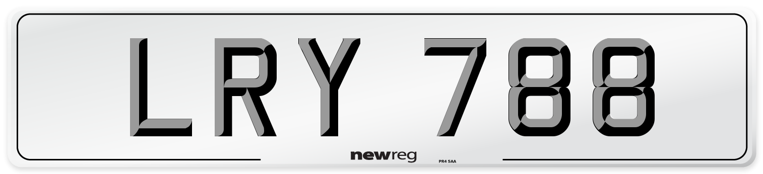LRY 788 Number Plate from New Reg